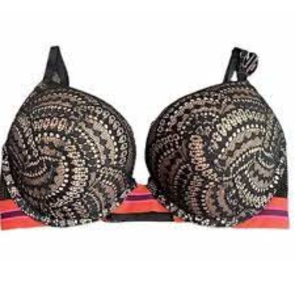 Victorias Secret Miraculous Bombshell Adds 2 Cup 32DD Black Netted Bra - Picture 2 of 2